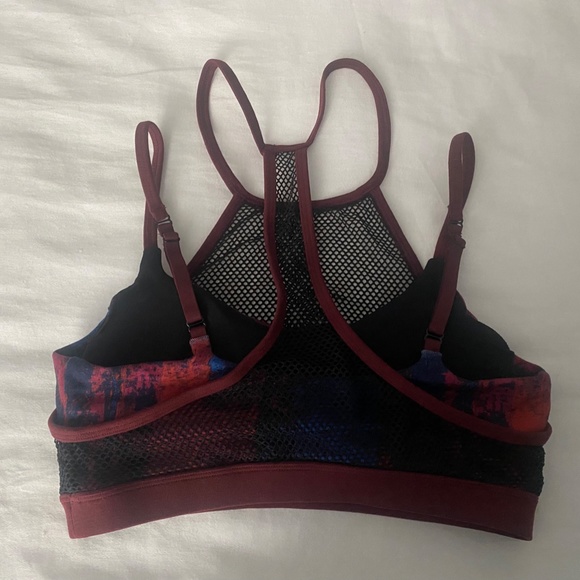 Burgundy Tie Dye Mesh Sports Bra - Picture 2 of 2